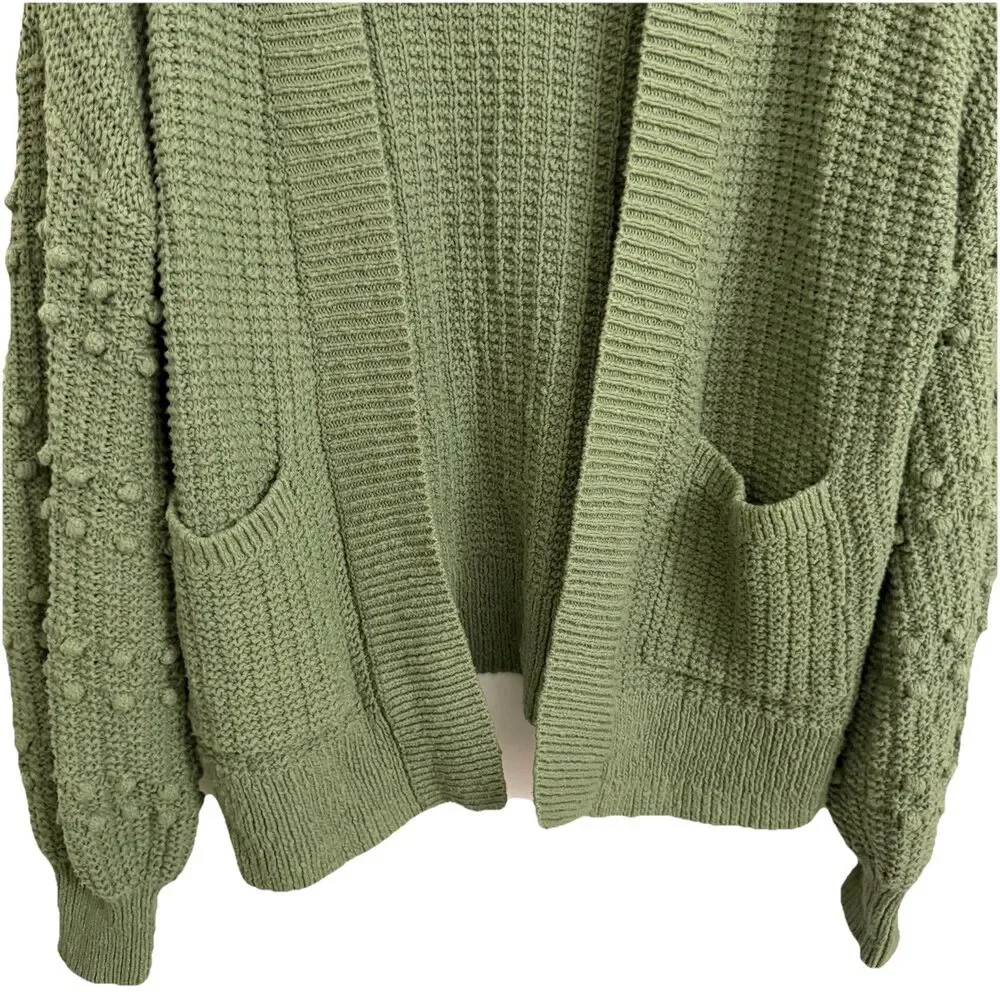 Madewell Sweater Women Small Green Bobble Cardigan Chunky Boxy Knit Open Relaxed - Picture 5 of 9